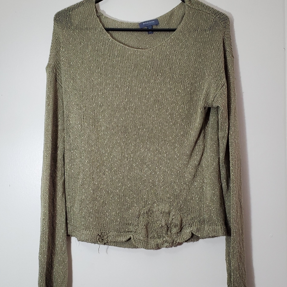 Distressed Olive green sweater